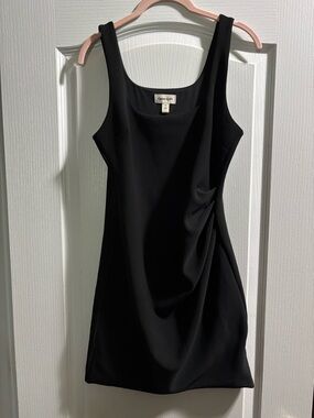 Side rouched Black Sleeveless Sheath Dress by Open Edit size medium